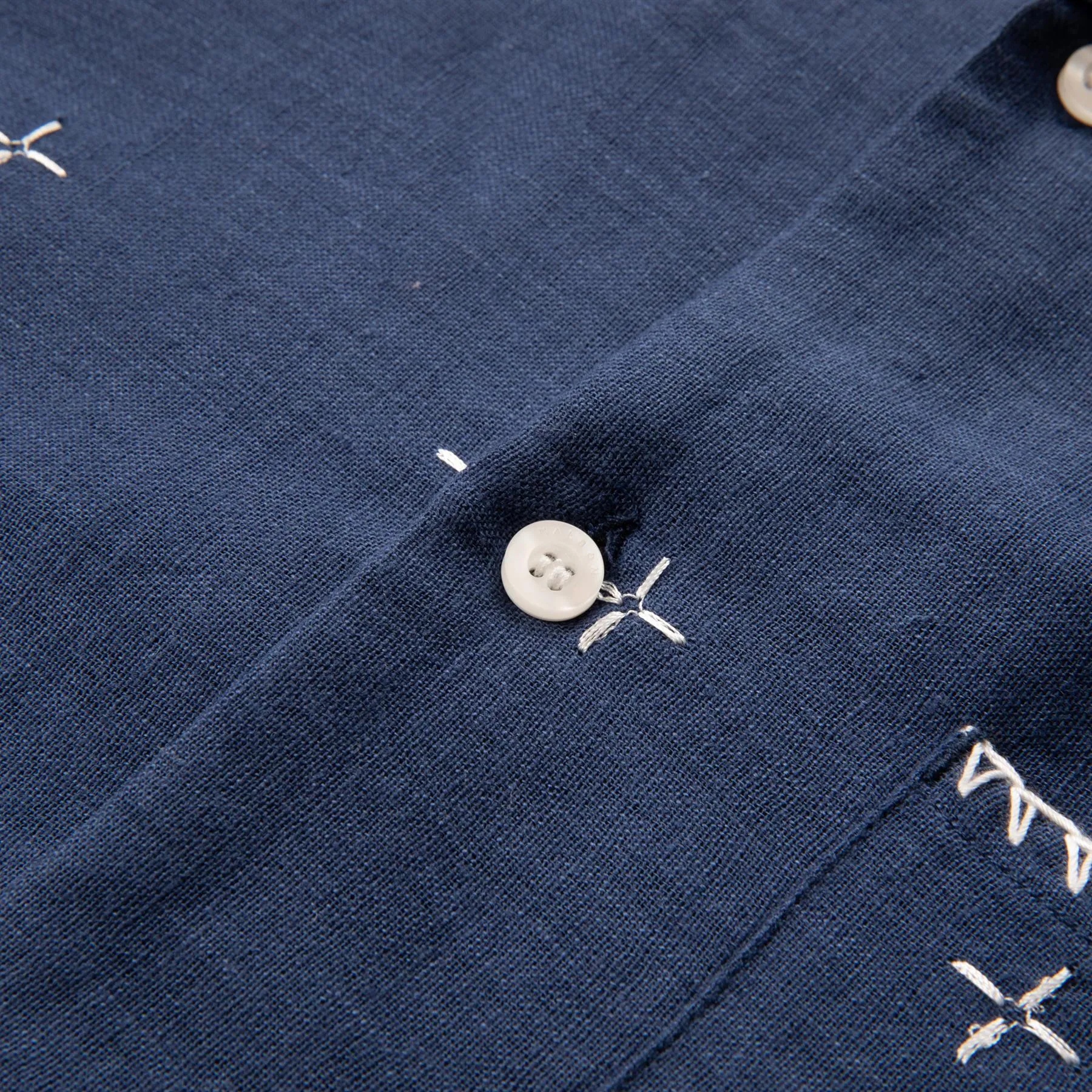Ronin Linen Button Down Polo Navy - 2024