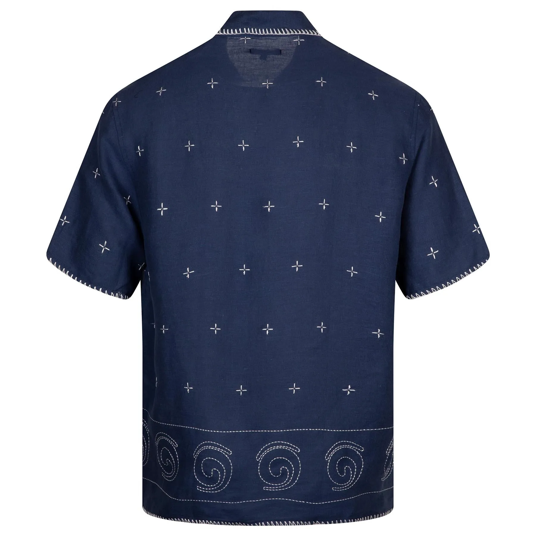 Ronin Linen Button Down Polo Navy - 2024