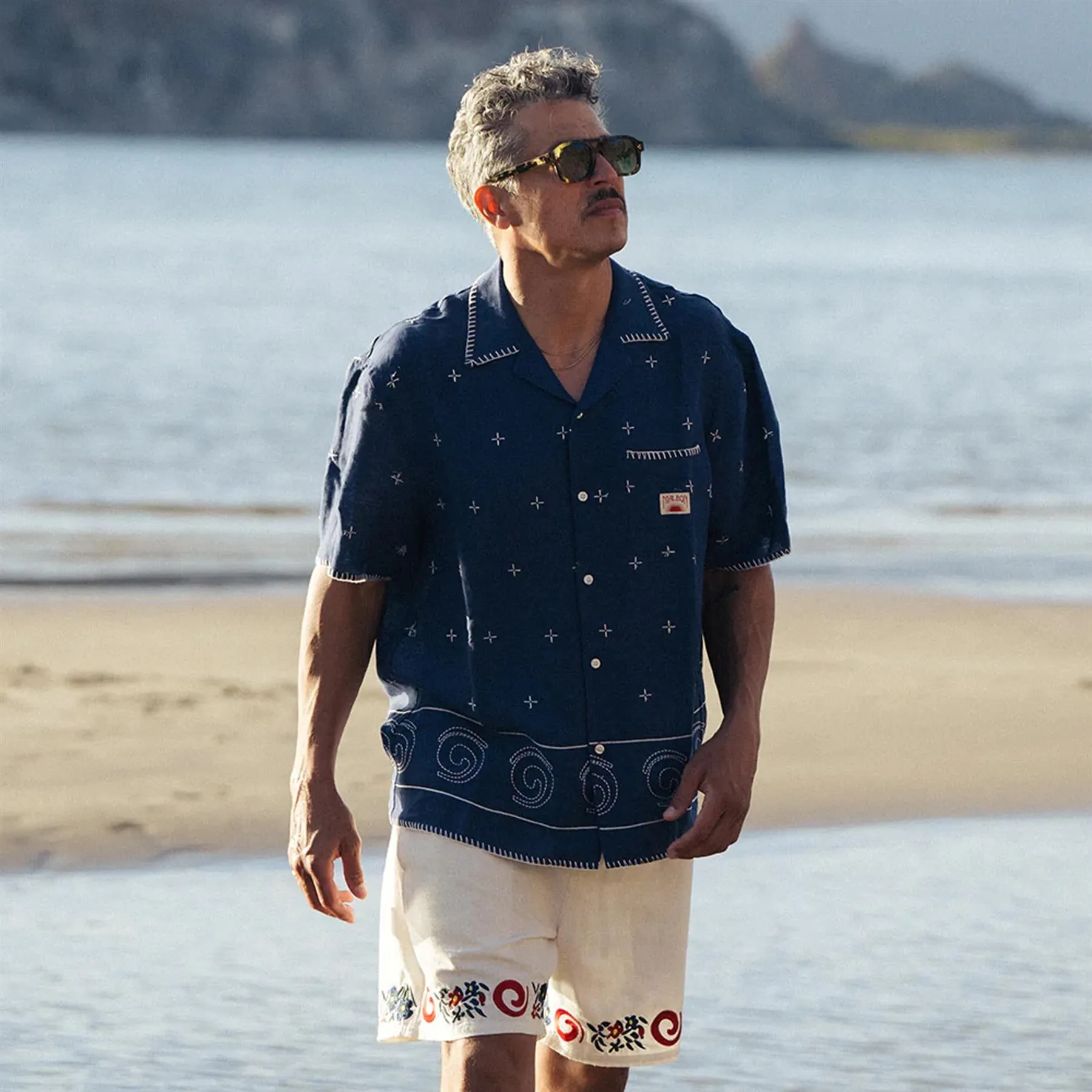 Ronin Linen Button Down Polo Navy - 2024