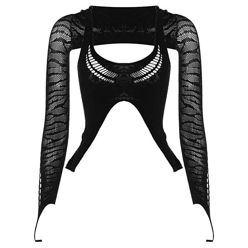 Sexy Strappy long sleeve Top