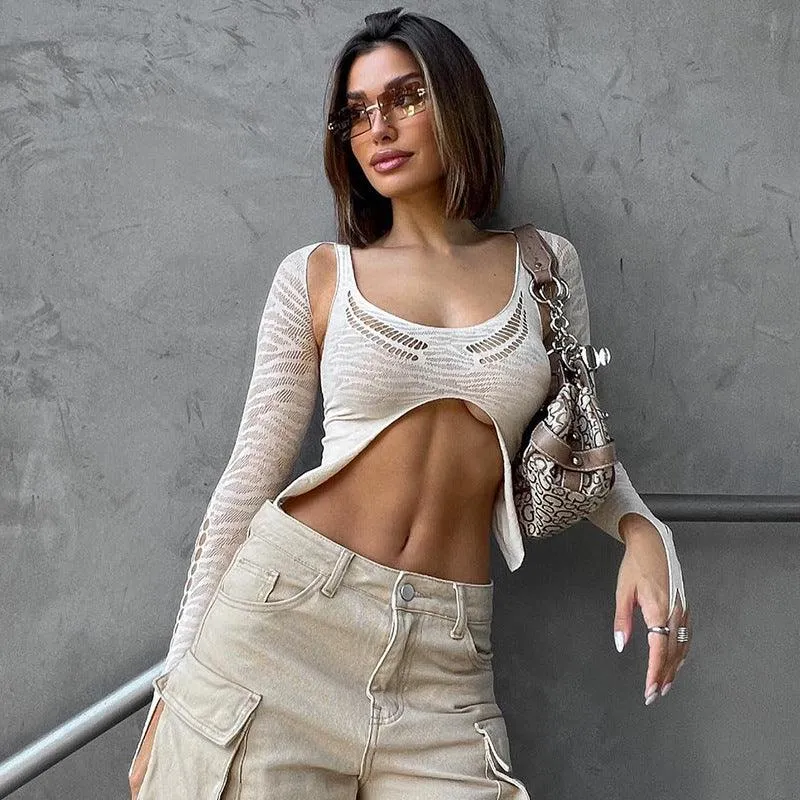 Sexy Strappy long sleeve Top