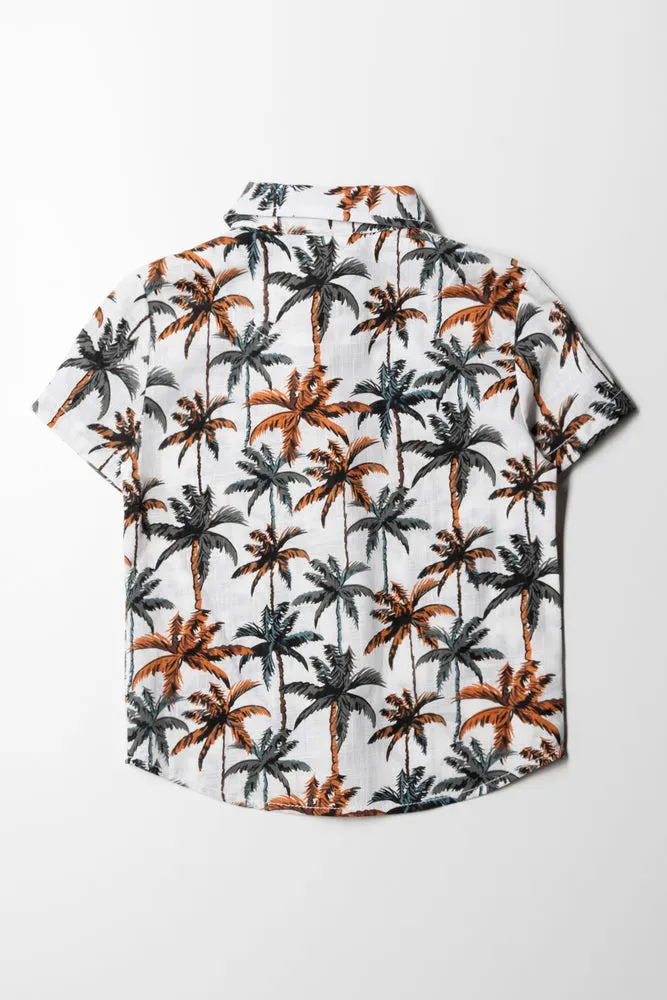 Short Sleeve Linen Shirt Cream