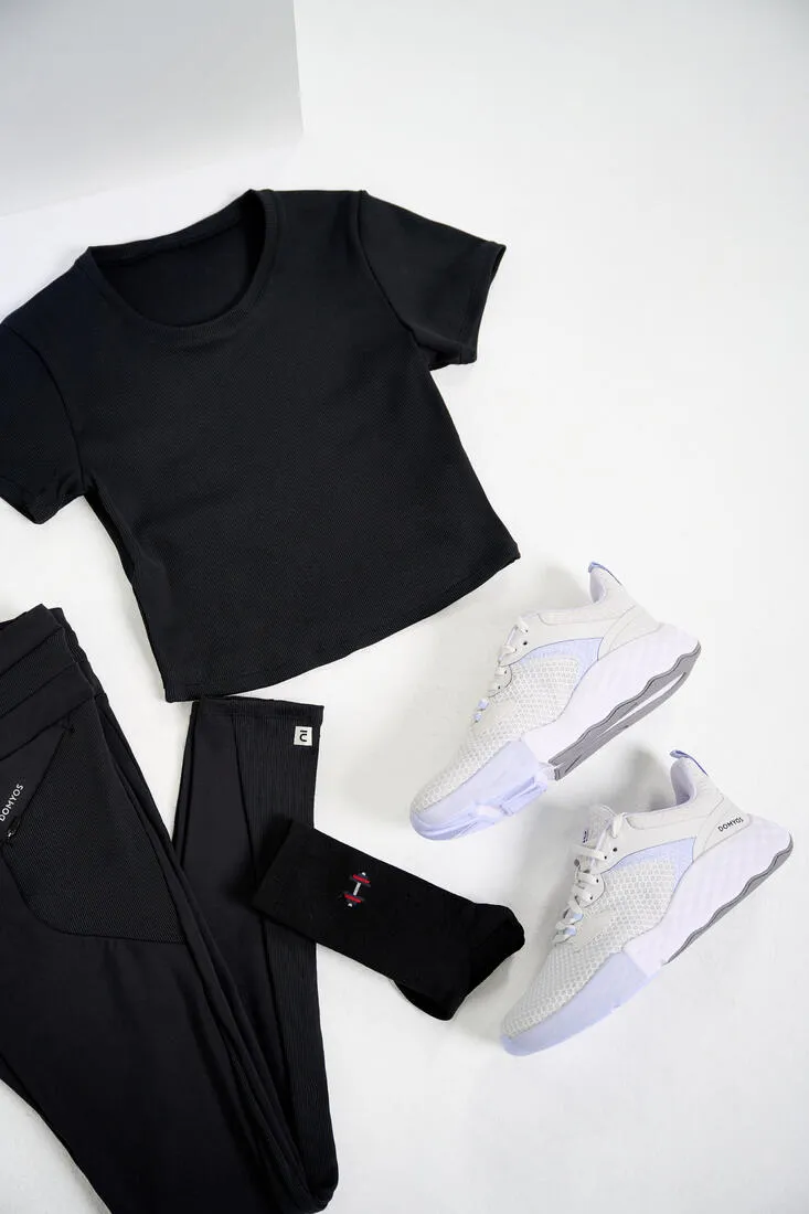 Short-Sleeved Cropped Fitness T-Shirt