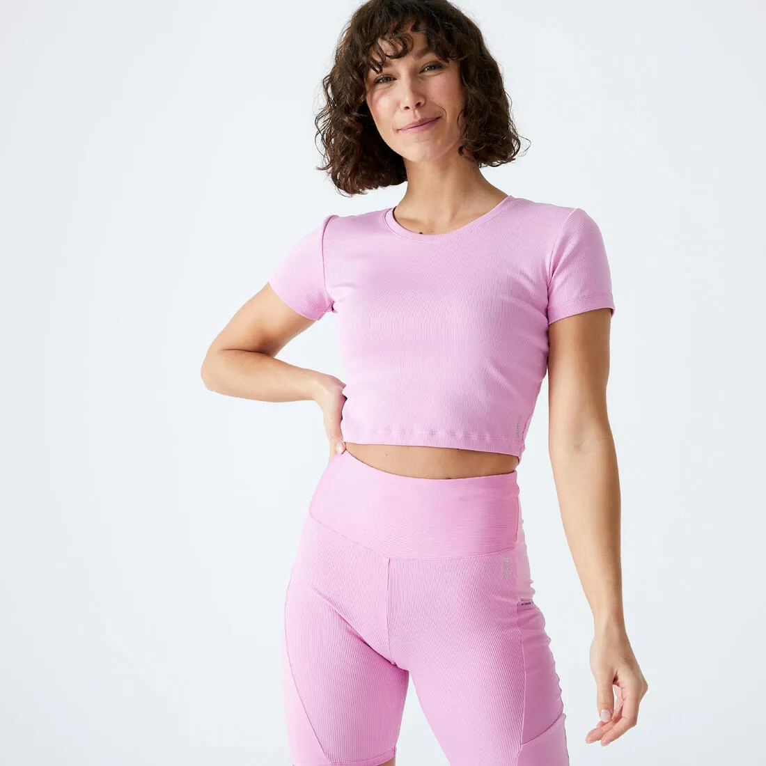 Short-Sleeved Cropped Fitness T-Shirt