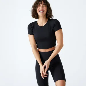 Short-Sleeved Cropped Fitness T-Shirt