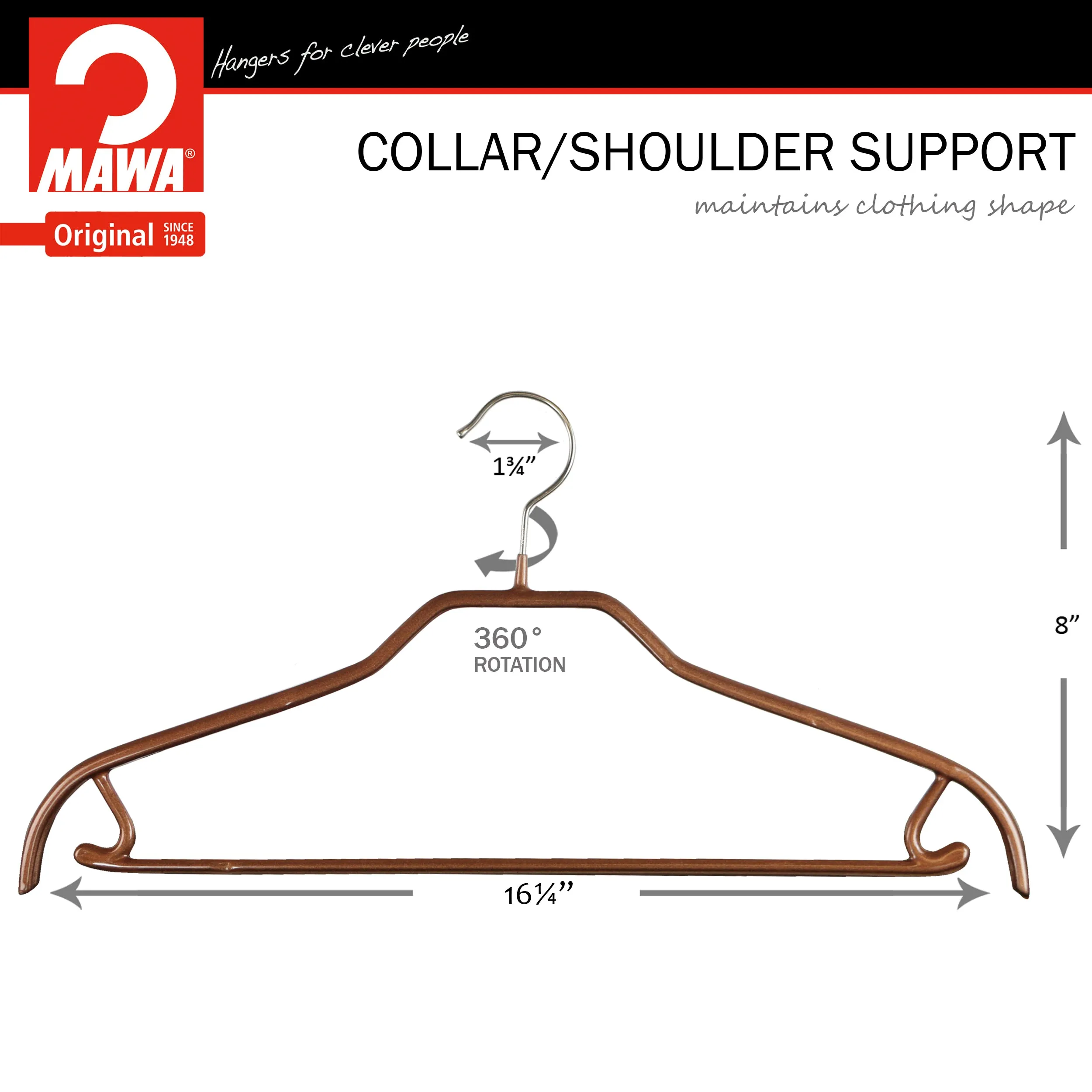 Silhouette Shirt Hanger with Bar & Hook, 41FRS, Copper