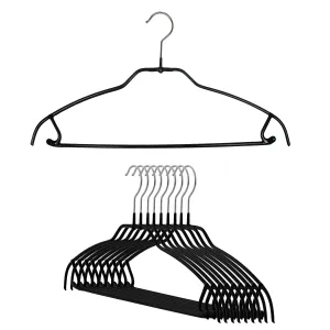 Silhouette Space-Saving Shirt with Pant Bar & Skirt Hooks, 42-FTU, Black