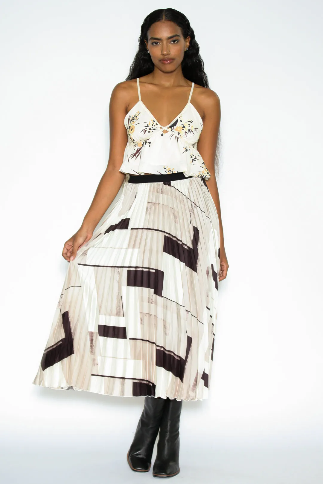 Silk Prints White Baby Doll Cropped Top