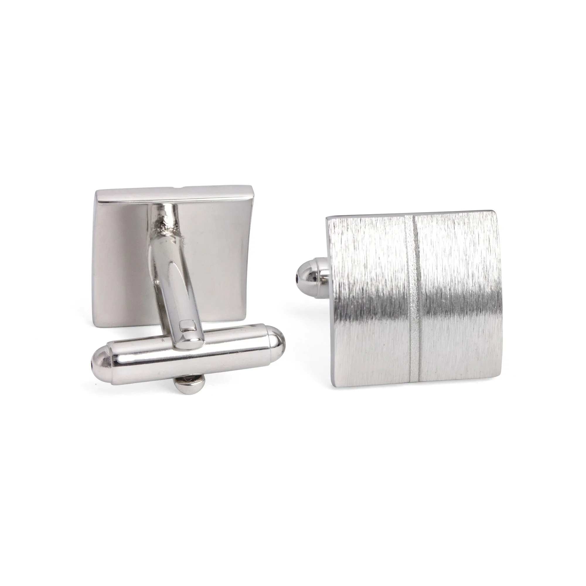 Simple Plain Brushed Square CufflinksA13