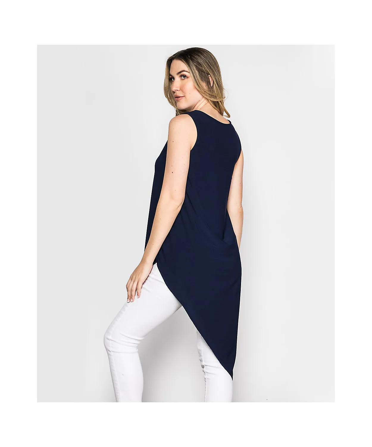 Sleeveless Pointed Hem Tunic