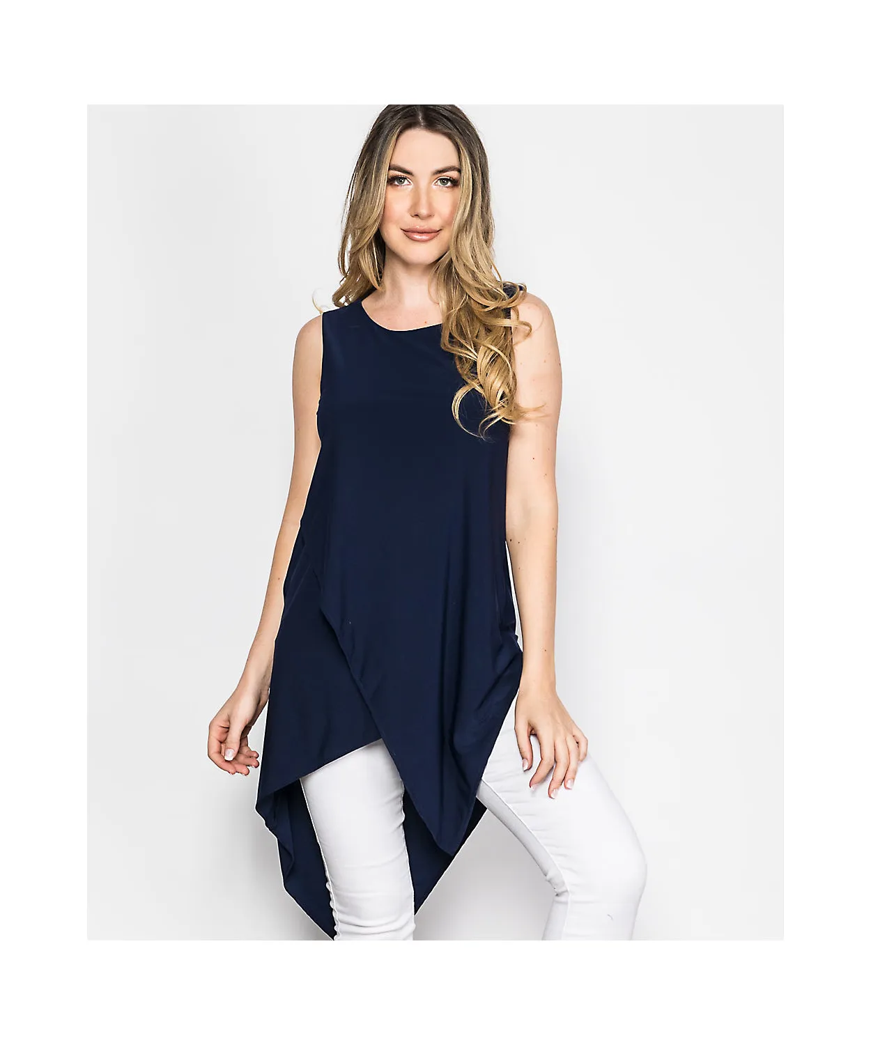 Sleeveless Pointed Hem Tunic