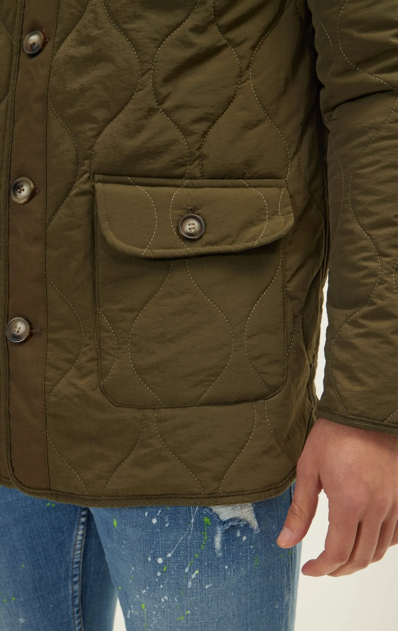 Snap Button Closure Autumn Coat - Khaki