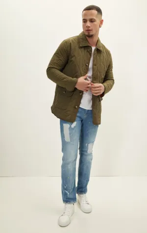 Snap Button Closure Autumn Coat - Khaki