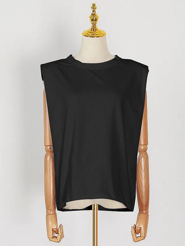 Solid Color Cap Sleeve Loose Round-Neck T-Shirts