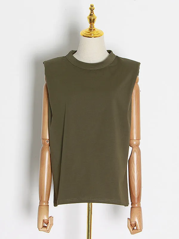 Solid Color Cap Sleeve Loose Round-Neck T-Shirts
