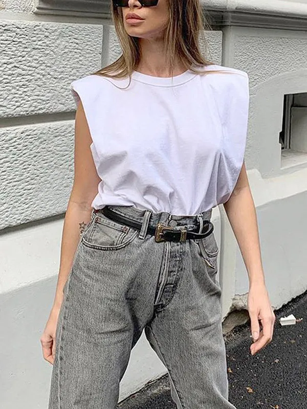 Solid Color Cap Sleeve Loose Round-Neck T-Shirts