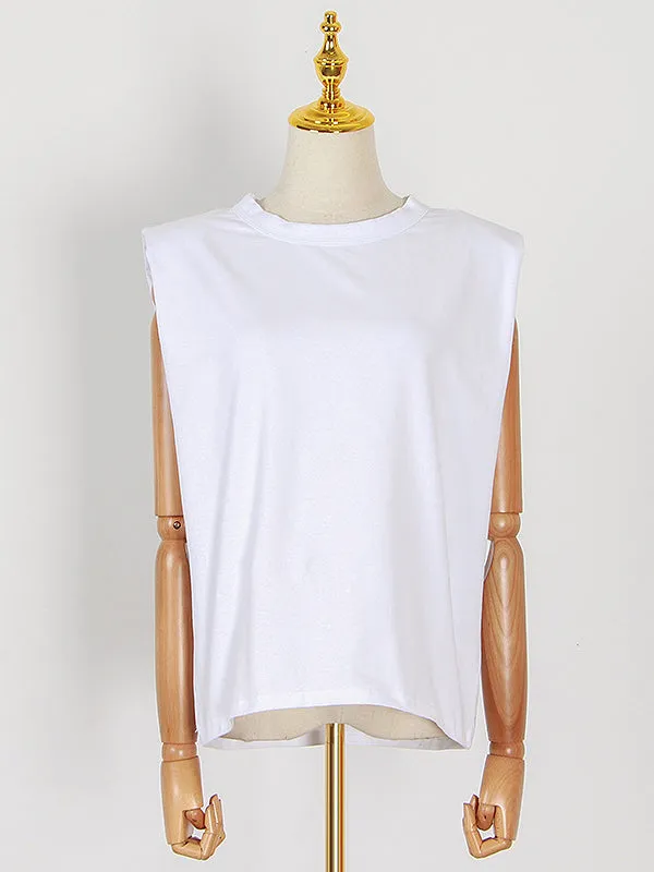 Solid Color Cap Sleeve Loose Round-Neck T-Shirts