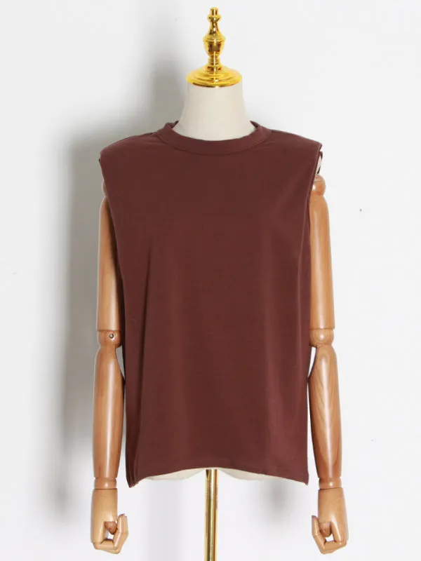 Solid Color Cap Sleeve Loose Round-Neck T-Shirts