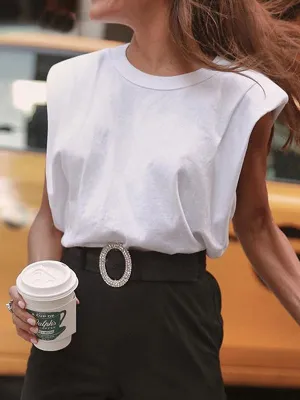 Solid Color Cap Sleeve Loose Round-Neck T-Shirts