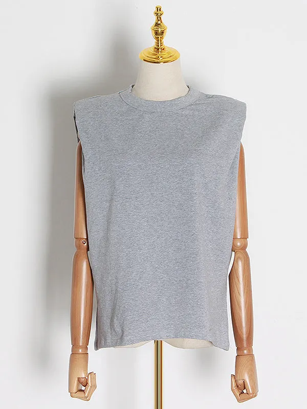 Solid Color Cap Sleeve Loose Round-Neck T-Shirts