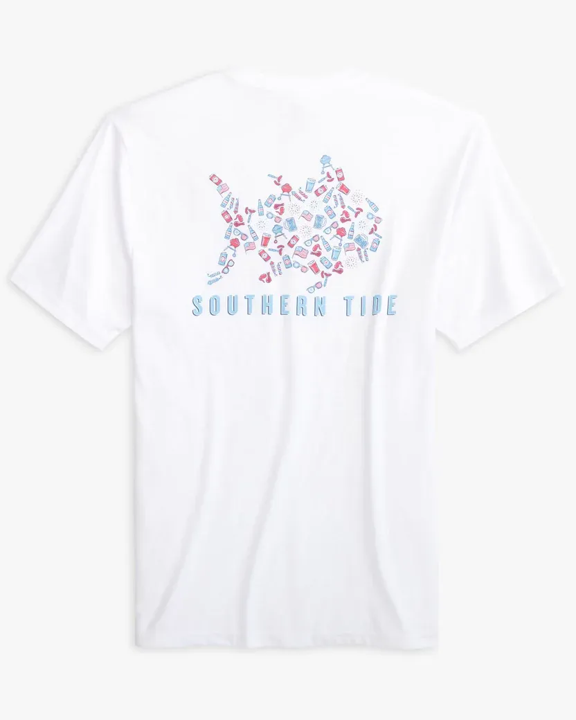 Southern Tide Men's American Skipjack BBQ Short Sleeve T-Shirt / Classic White