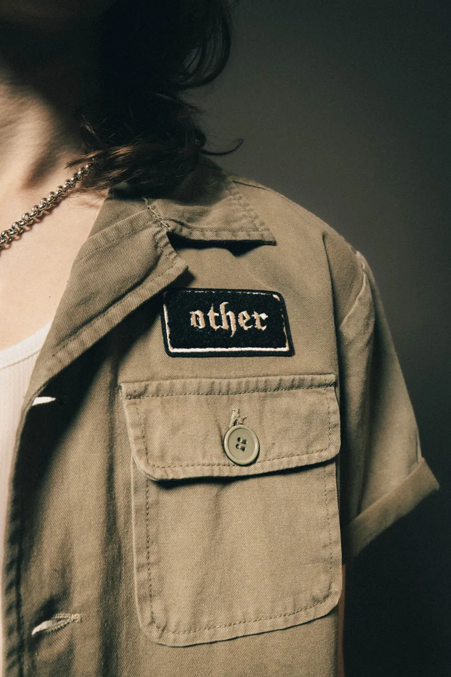S/S Skull & Crossbones  Military Shirt | Military Green
