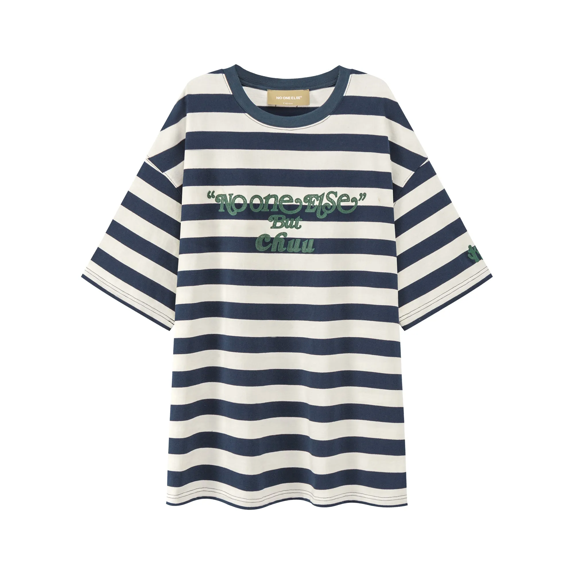 Striped Front Twist Oversize Crop T-Shirt