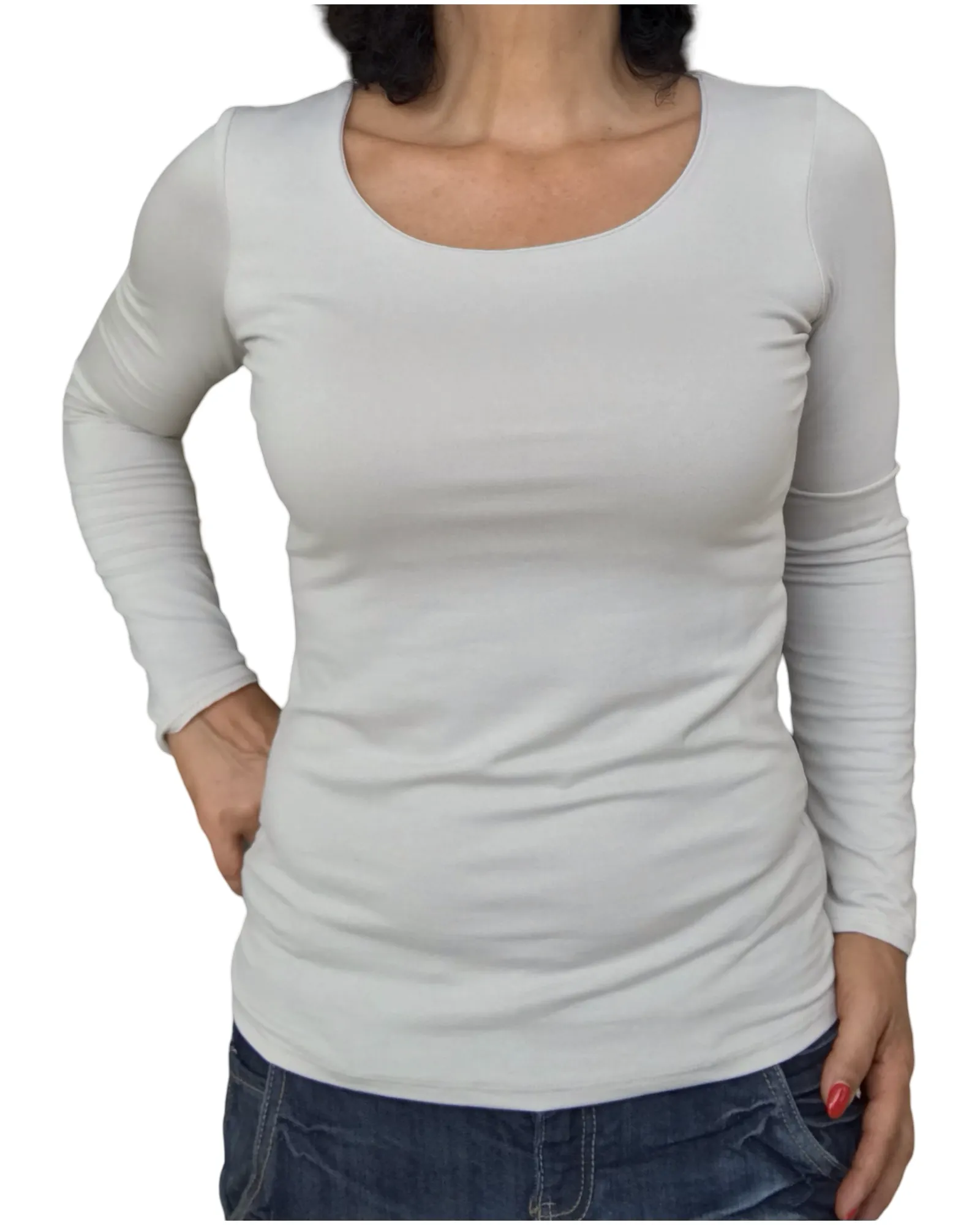 T-shirt uni Small/Médium manche longue col en U