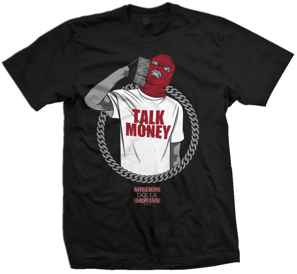 Talk Money Phone - Red on Black T-Shirt