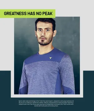 TechnoSport Crew Neck Full Sleeve Dry Fit T Shirt for Men P-473 (Spanish Blue)