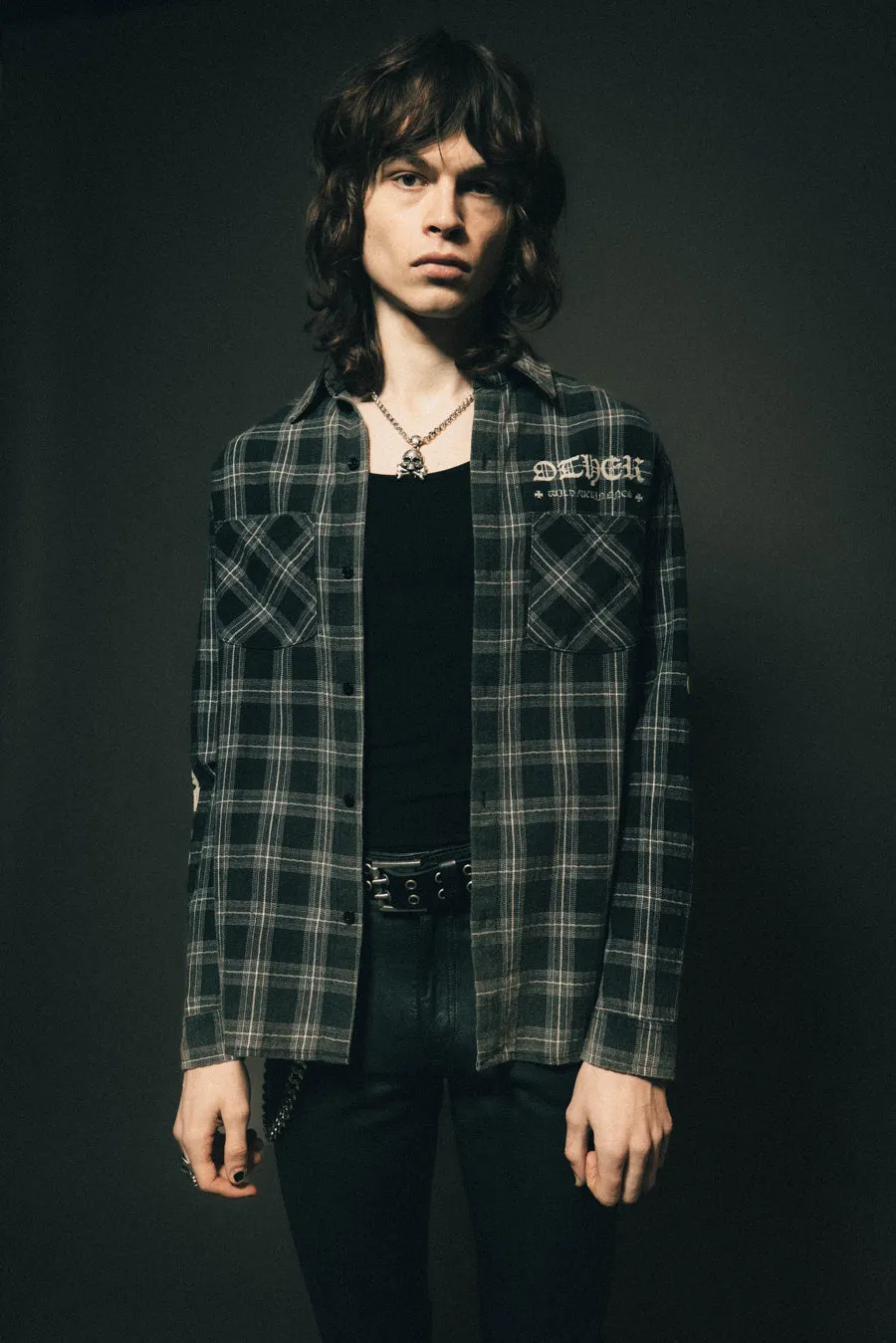 The Skull & Crossbones Vintage Flannel Shirt | Worn Black
