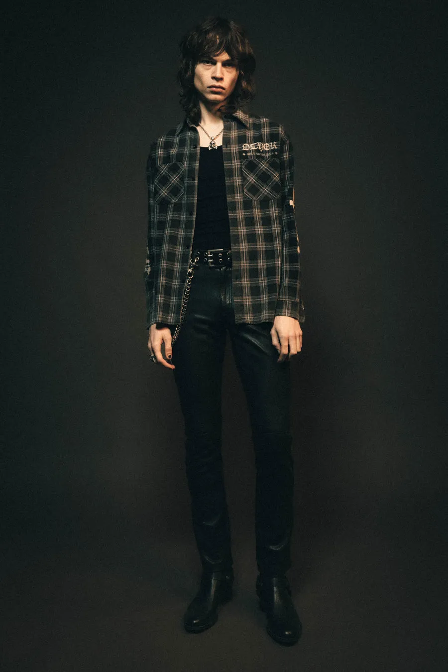 The Skull & Crossbones Vintage Flannel Shirt | Worn Black