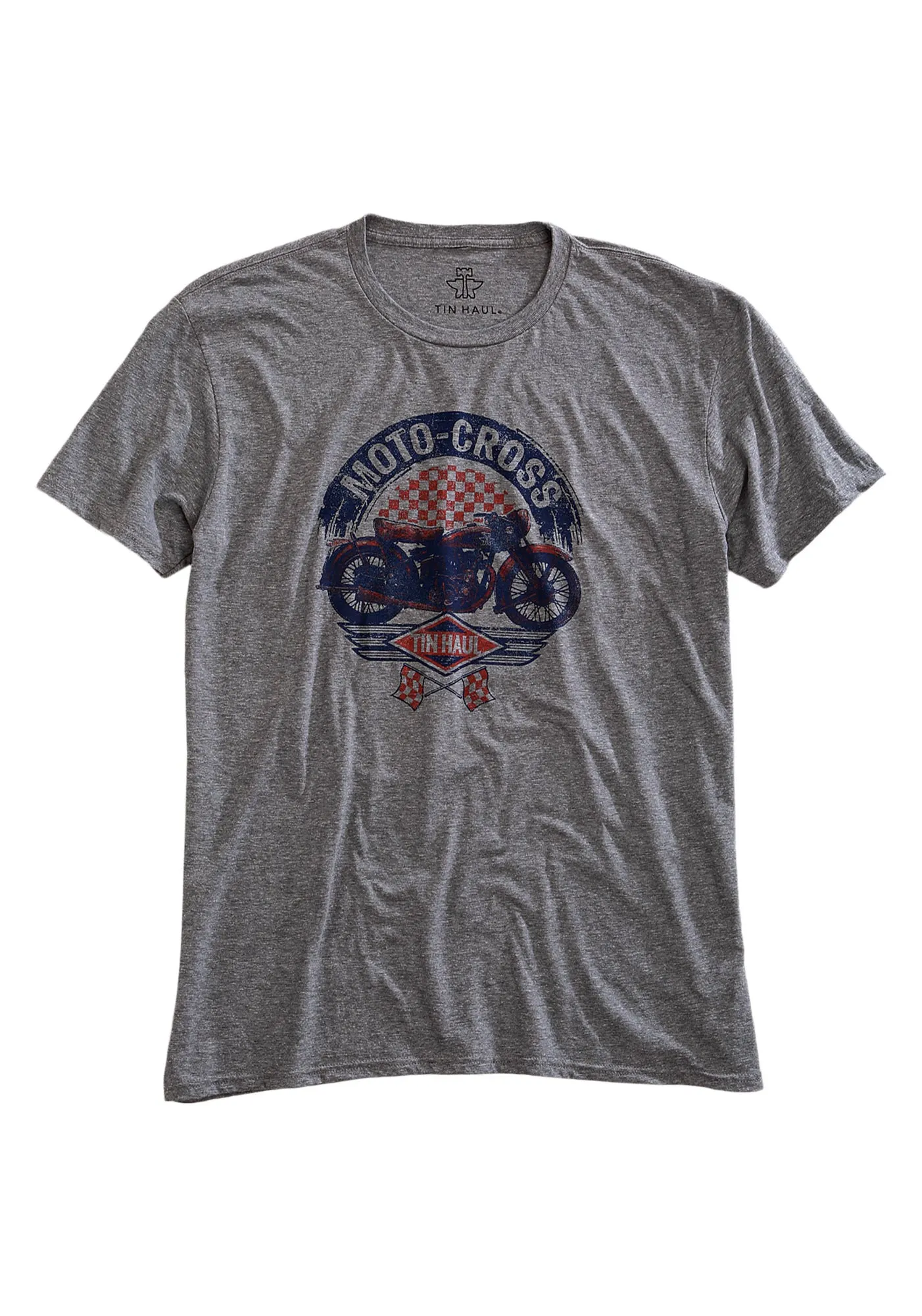 Tin Haul Unisex Moto Cross Motorcycle Grey 100% Cotton S/S T-Shirt