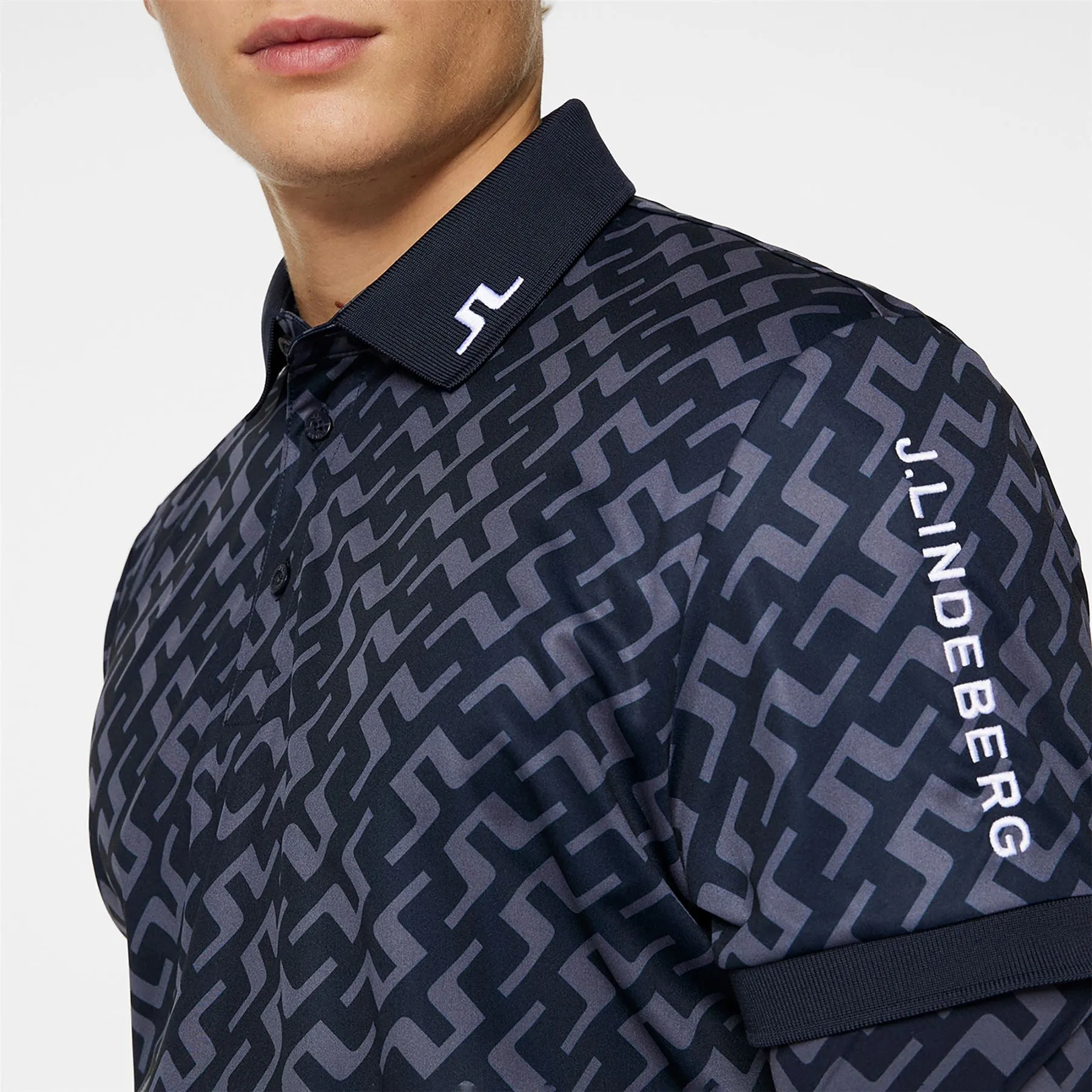 Tour Tech Regular Fit Print Polo Bias Bridge Navy - AW24