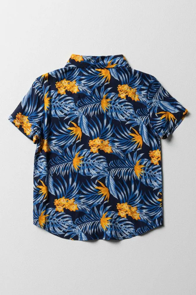 Tropical Short Sleeve Shirt Navy