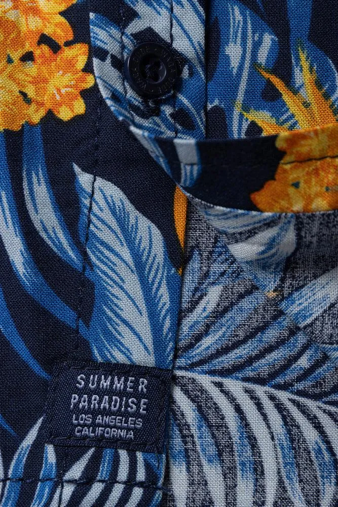 Tropical Short Sleeve Shirt Navy