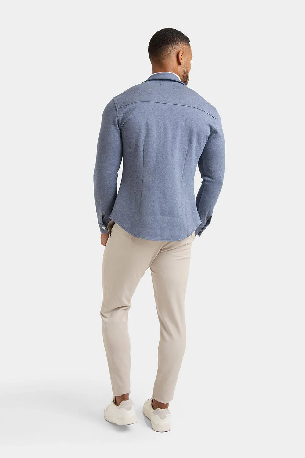 Twill Twin Pocket Overshirt in Slate Blue