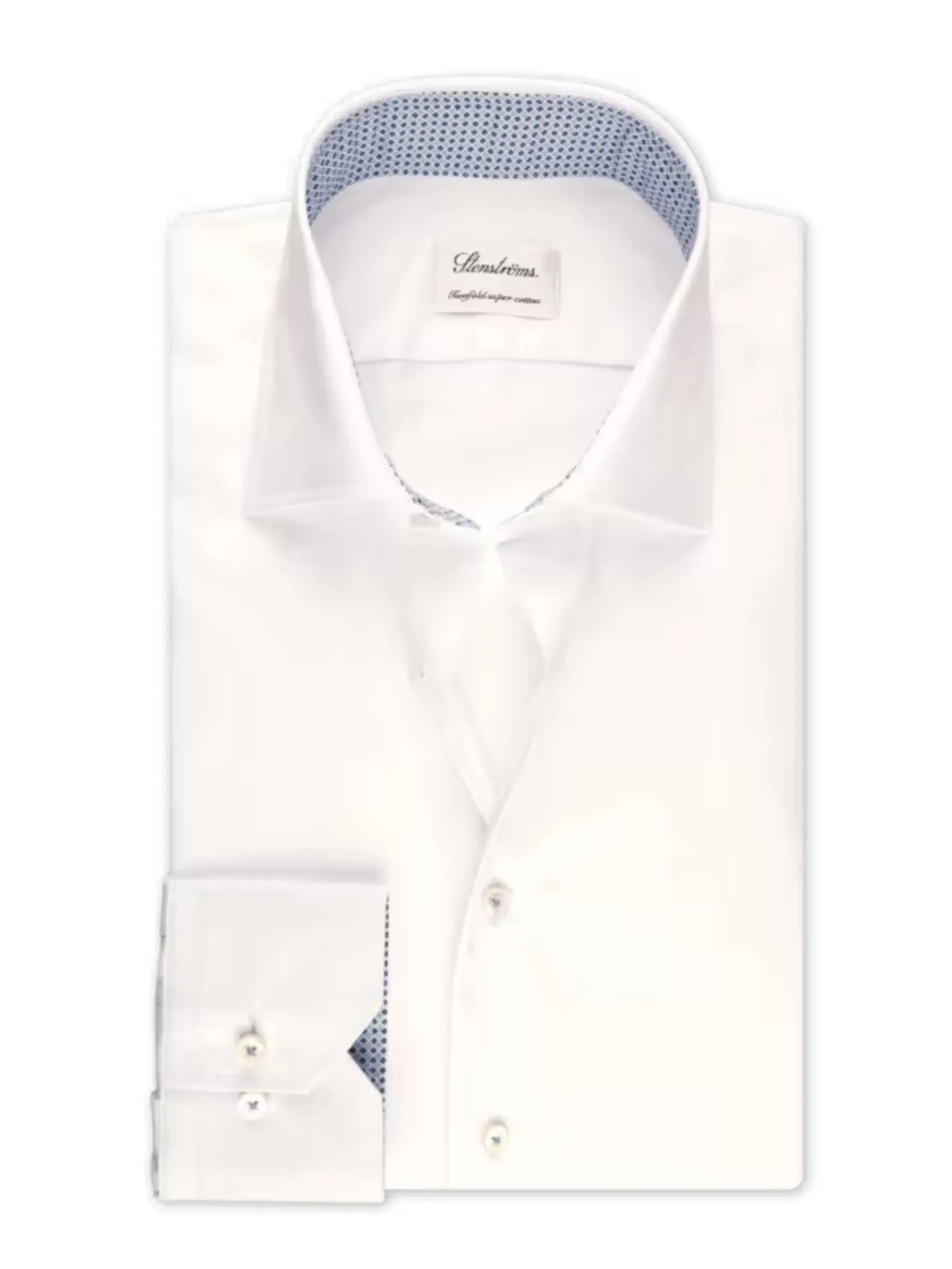 White Contrast Twill Shirt | Slimline