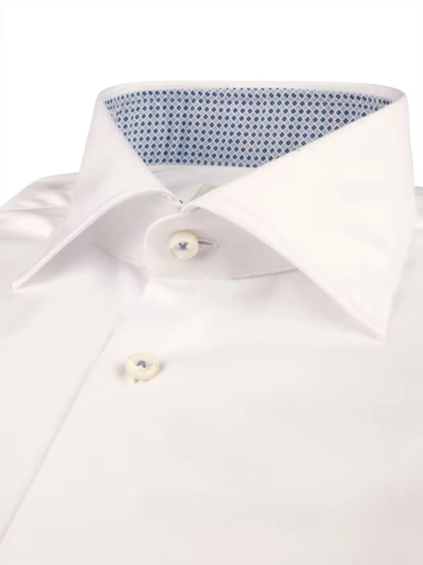 White Contrast Twill Shirt | Slimline