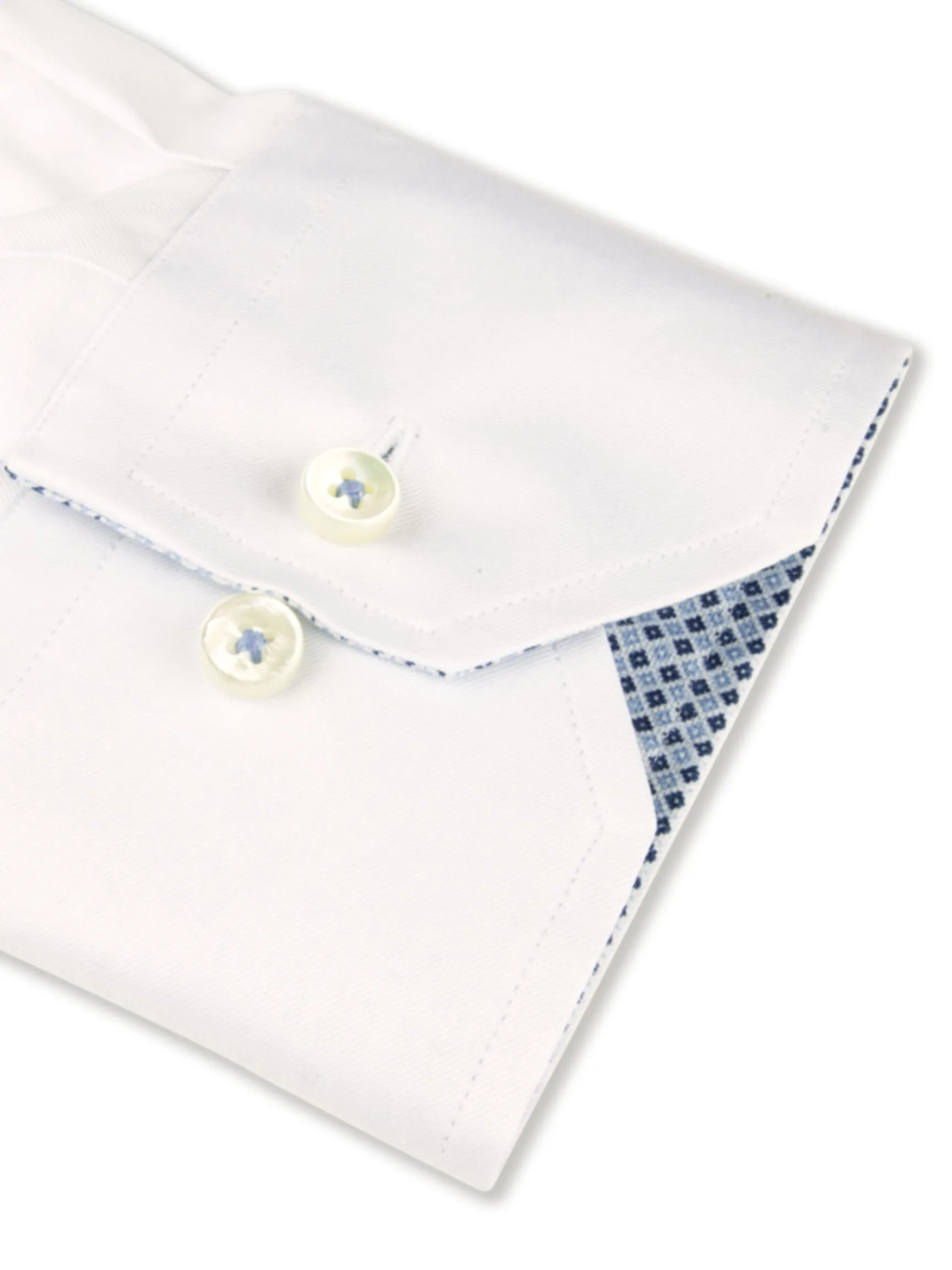 White Contrast Twill Shirt | Slimline