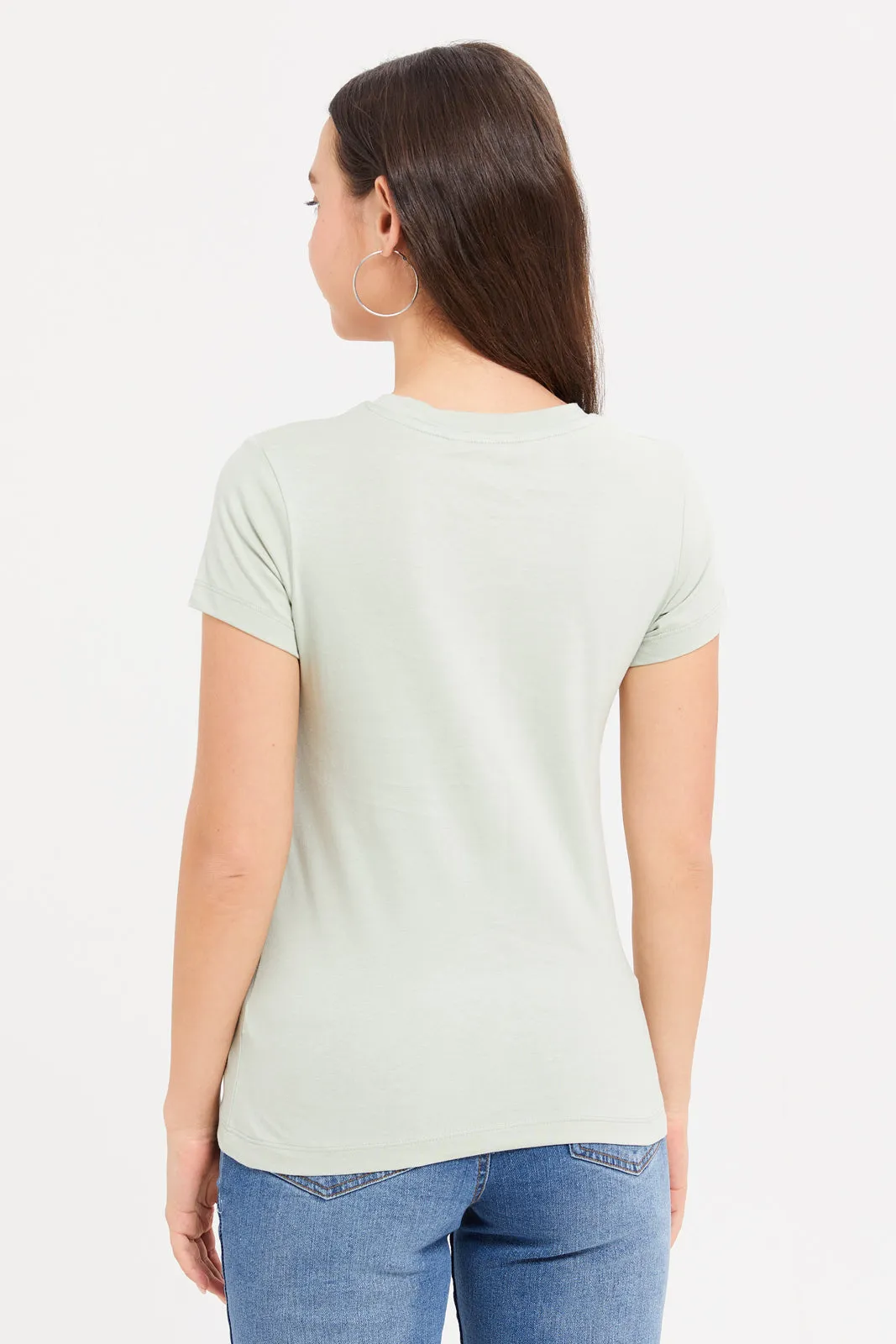 Women Mint Art Foil T-Shirt