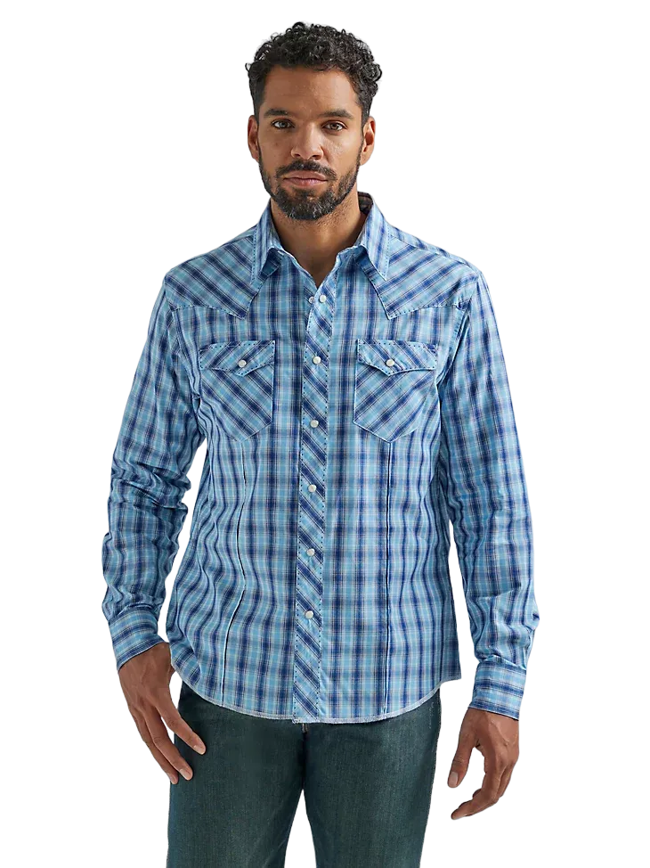 Wrangler Men's Long Sleeve Western Snap Plaid Shirt - Big