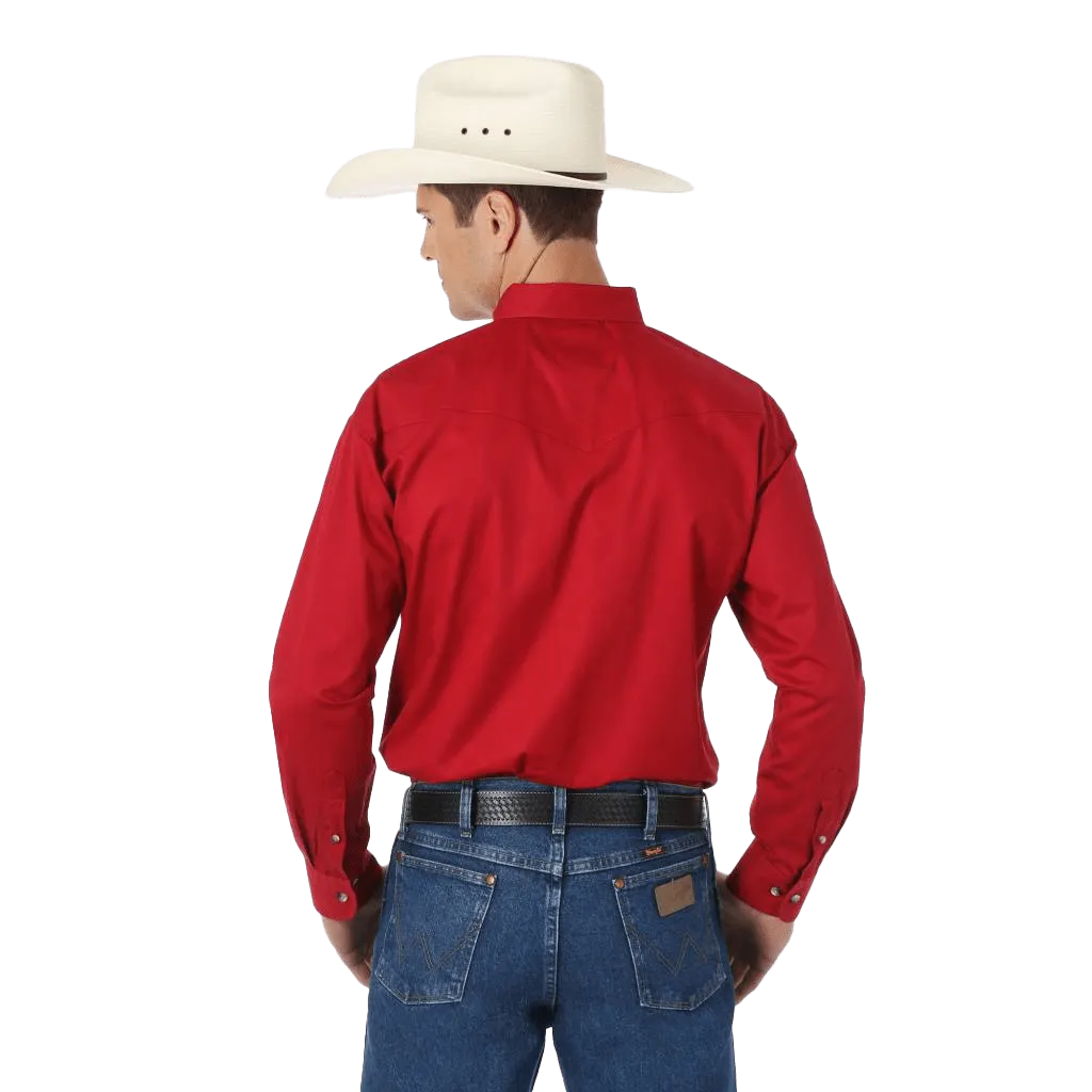 Wrangler Men's Red R Twill Long Sleeve Shirt - Big