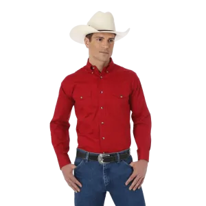 Wrangler Men's Red R Twill Long Sleeve Shirt - Big